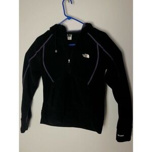 the north face womens hooded fleece sz med black light weight